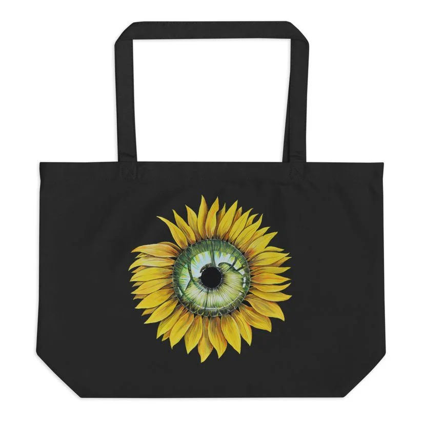 Large Organic Tote Bag — The Gaze of the Sunflower